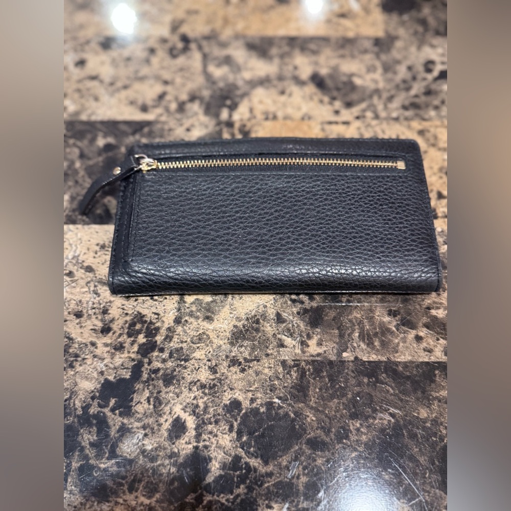 Kate Spade Staci Slim Bifold Wallet in Black Pebbled Leather - Picture 3 of 13